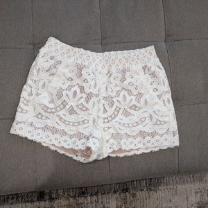 BCBG white lace shorts
